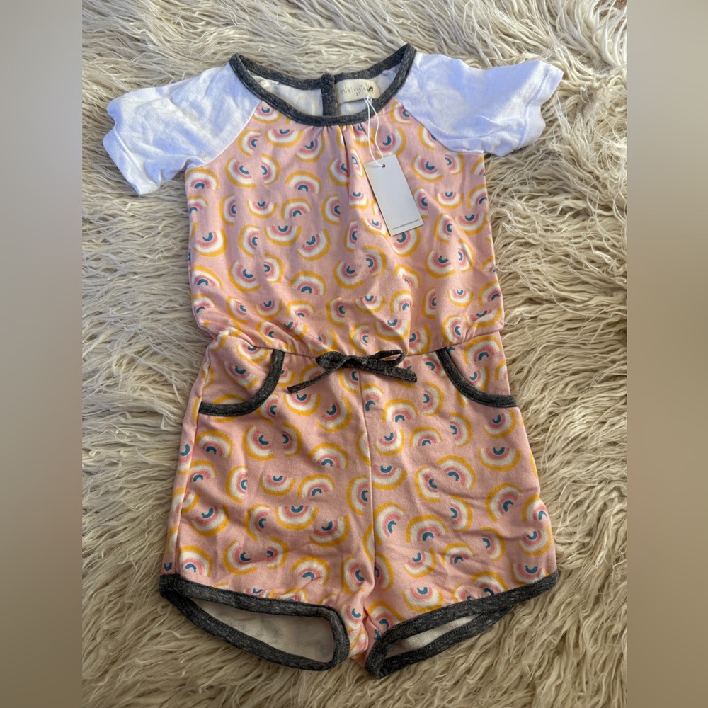 Miki Miette Kids Rainbow Print Romper NWT